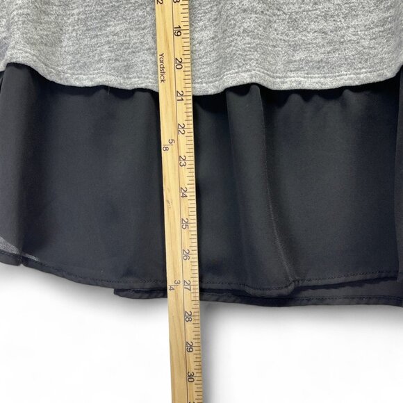 EVRI Gray and Black Long Sleeve Tunic Crew Neck Sheer Black Fabric Size lX - Picture 7 of 11